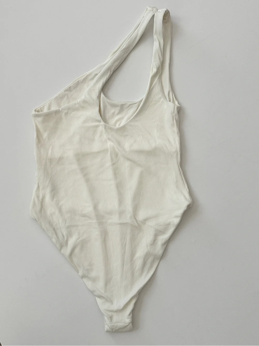 L*Space Cream Ribbed One Shoulder Cutout One-Piece Swimsuit Size 12